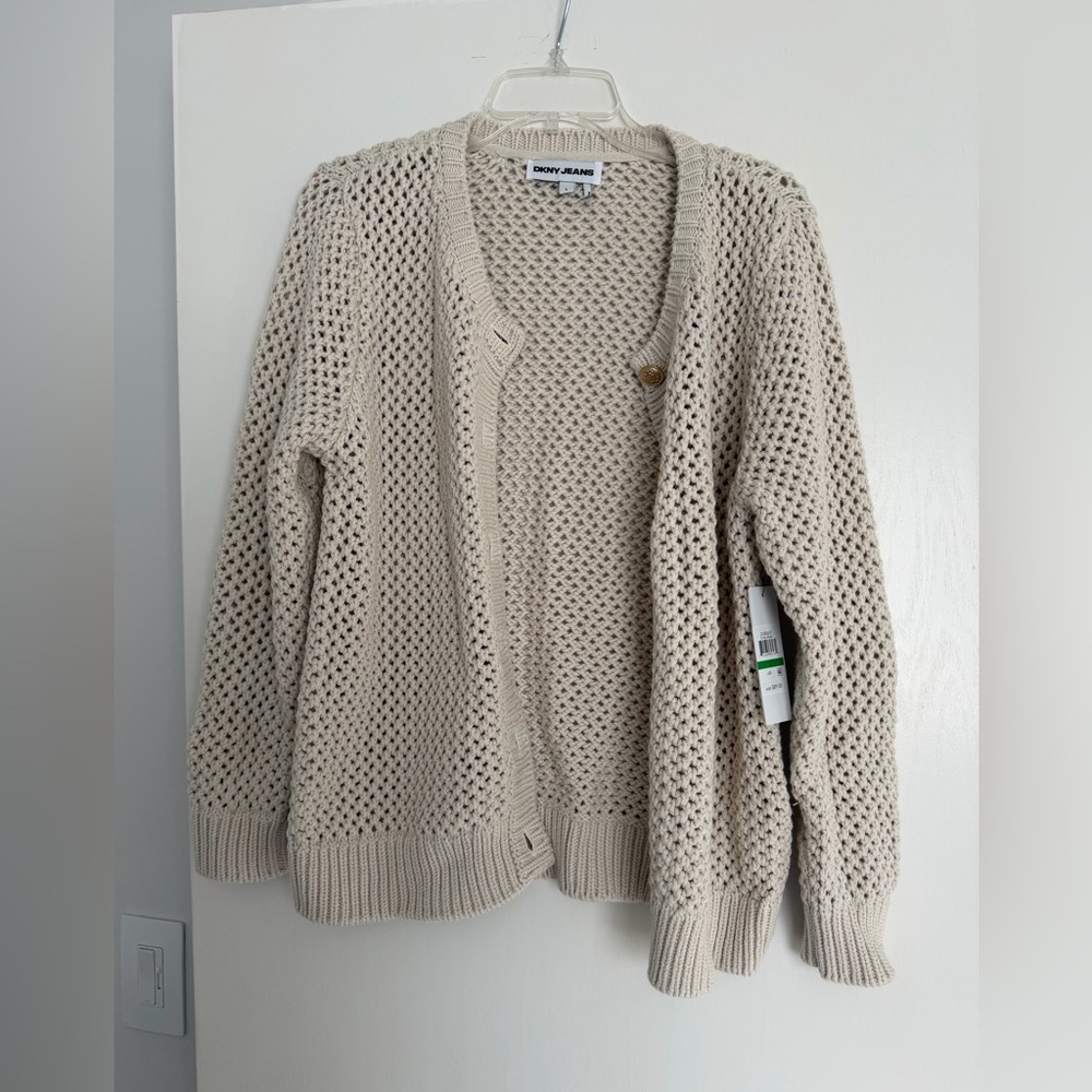 DKNYC Beige Open-Knit Cardigan